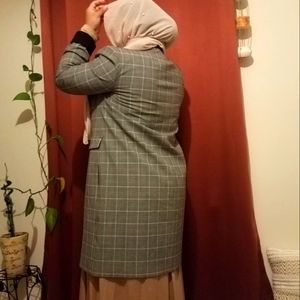 Garden Plaid DKNY Pink and Grey Long Blazer